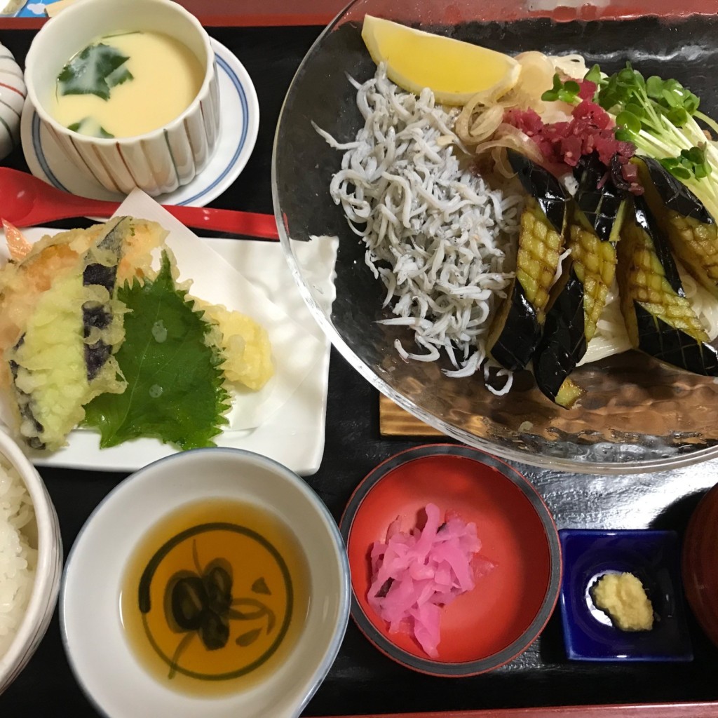 ユーザーが投稿したF茄子素麺膳の写真 - 実際訪問したユーザーが直接撮影して投稿した竹鼻町狐穴和食 / 日本料理やじろべえ 羽島店の写真