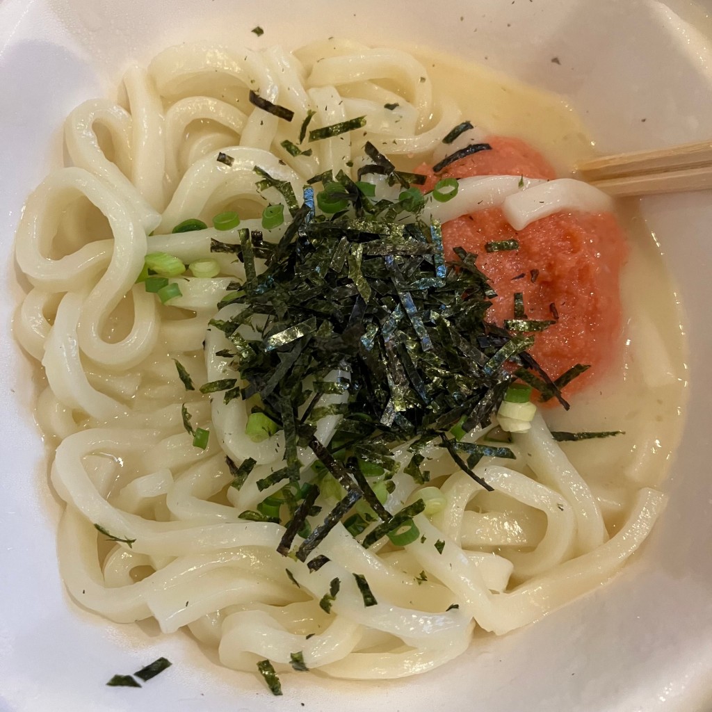 ユーザーが投稿した明太子クリームうどんの写真 - 実際訪問したユーザーが直接撮影して投稿した亀戸丼ものなか卯 亀戸店の写真