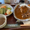 ハンバーグカレーサラダスープドリンク付き - 実際訪問したユーザーが直接撮影して投稿した南京終町洋食明倫館の写真のメニュー情報