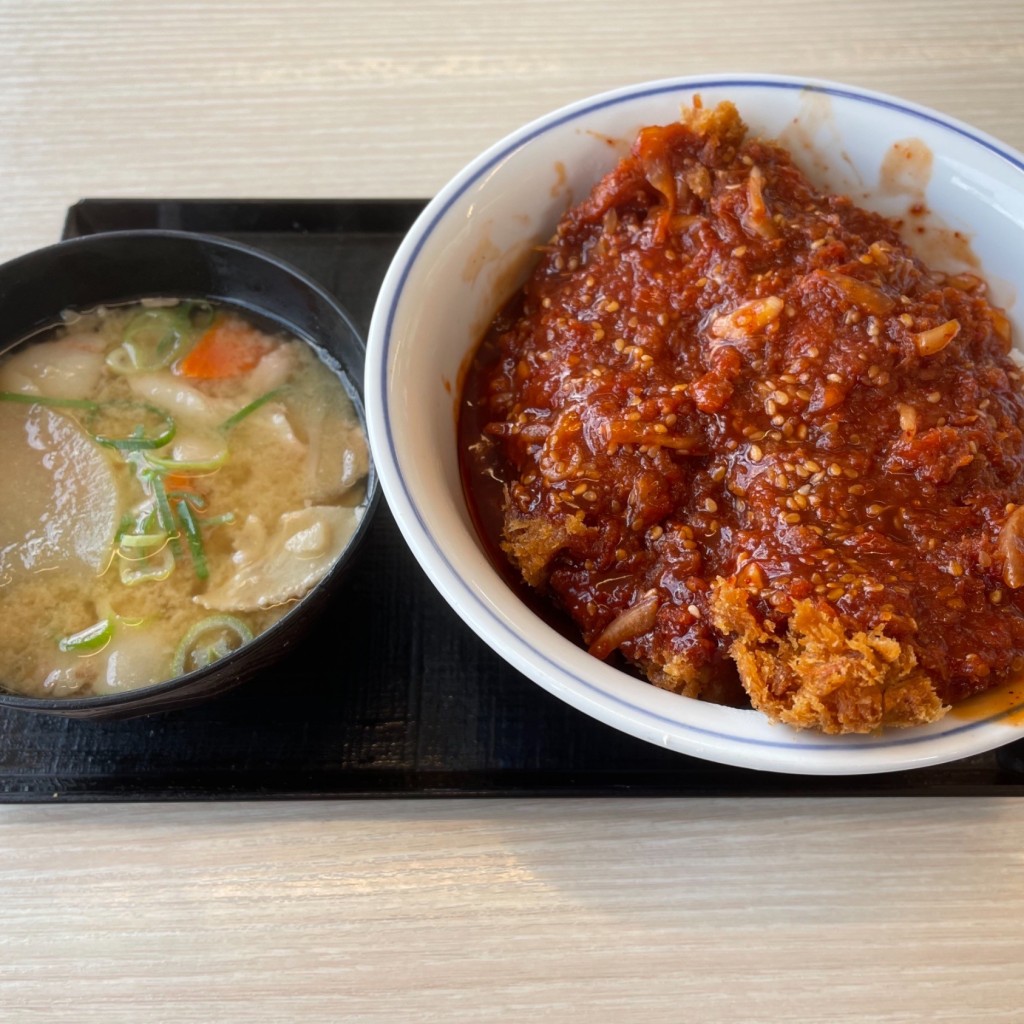ユーザーが投稿した赤辛カツ丼の写真 - 実際訪問したユーザーが直接撮影して投稿した宮崎とんかつかつや 野田宮崎店の写真