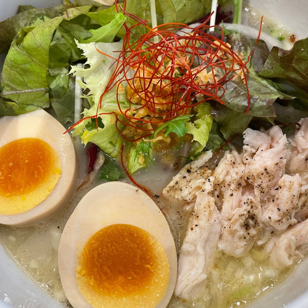 あおいあおさんが投稿した亀有ラーメン / つけ麺のお店鶏白湯ラーメン 自由が丘蔭山 アリオ亀有店/トリパイタンラーメン ジユウガオカカゲヤマ アリオカメアリテンの写真