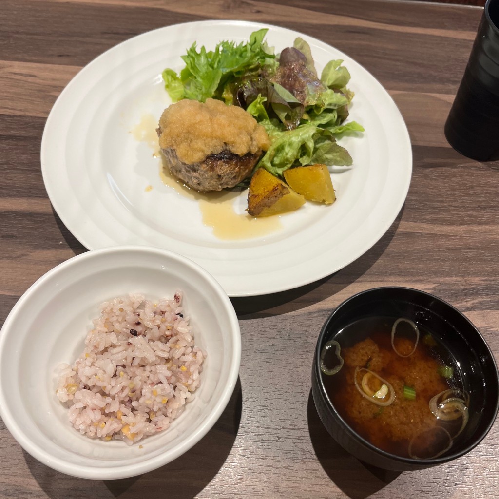 ユーザーが投稿したハンバーグステーキの写真 - 実際訪問したユーザーが直接撮影して投稿した赤坂鉄板焼きやさいや 鉄板焼野菜 赤坂店の写真