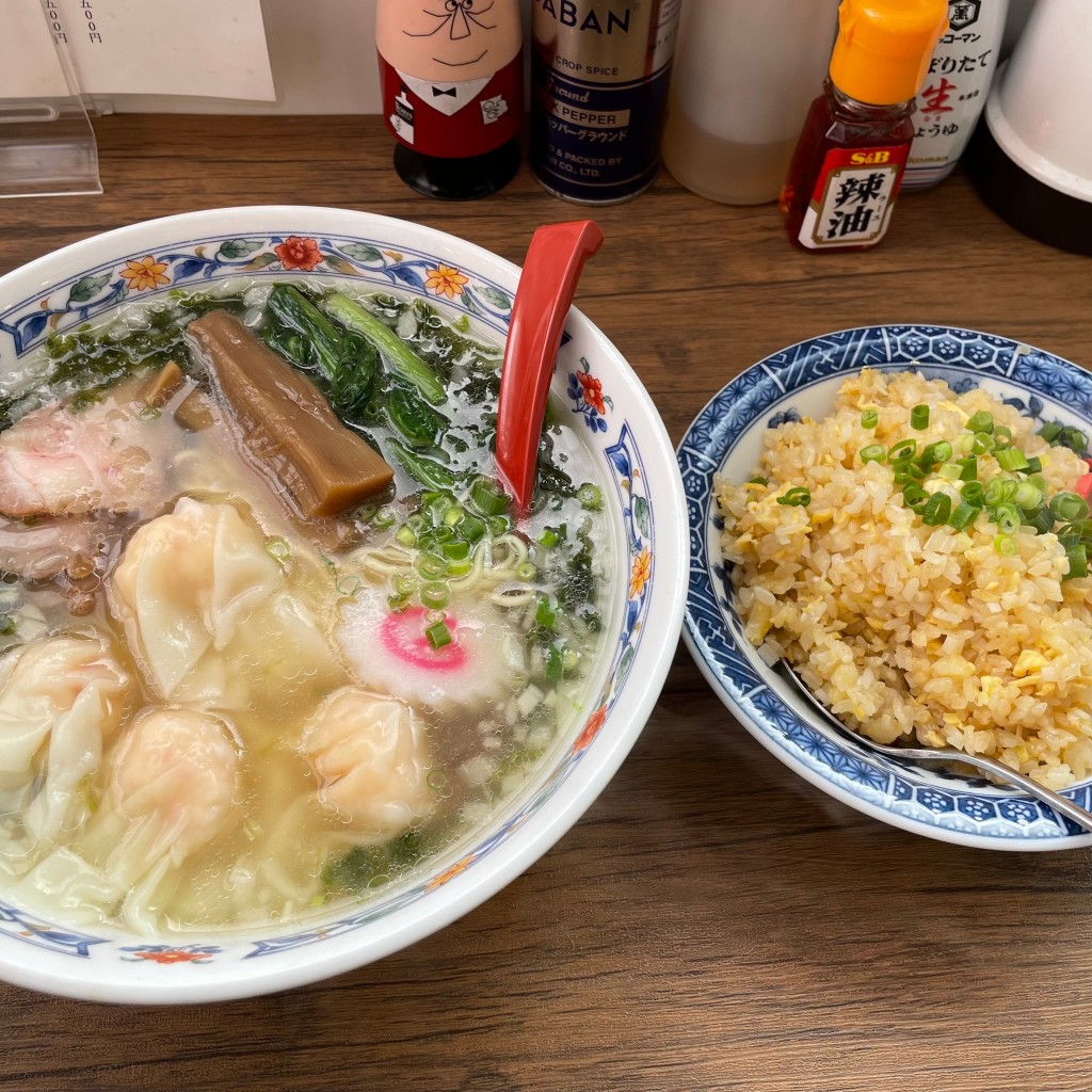 ユーザーが投稿したあおさ海苔の塩海老ワンタン麺の写真 - 実際訪問したユーザーが直接撮影して投稿した長岡中華料理キッチン ヤンの写真