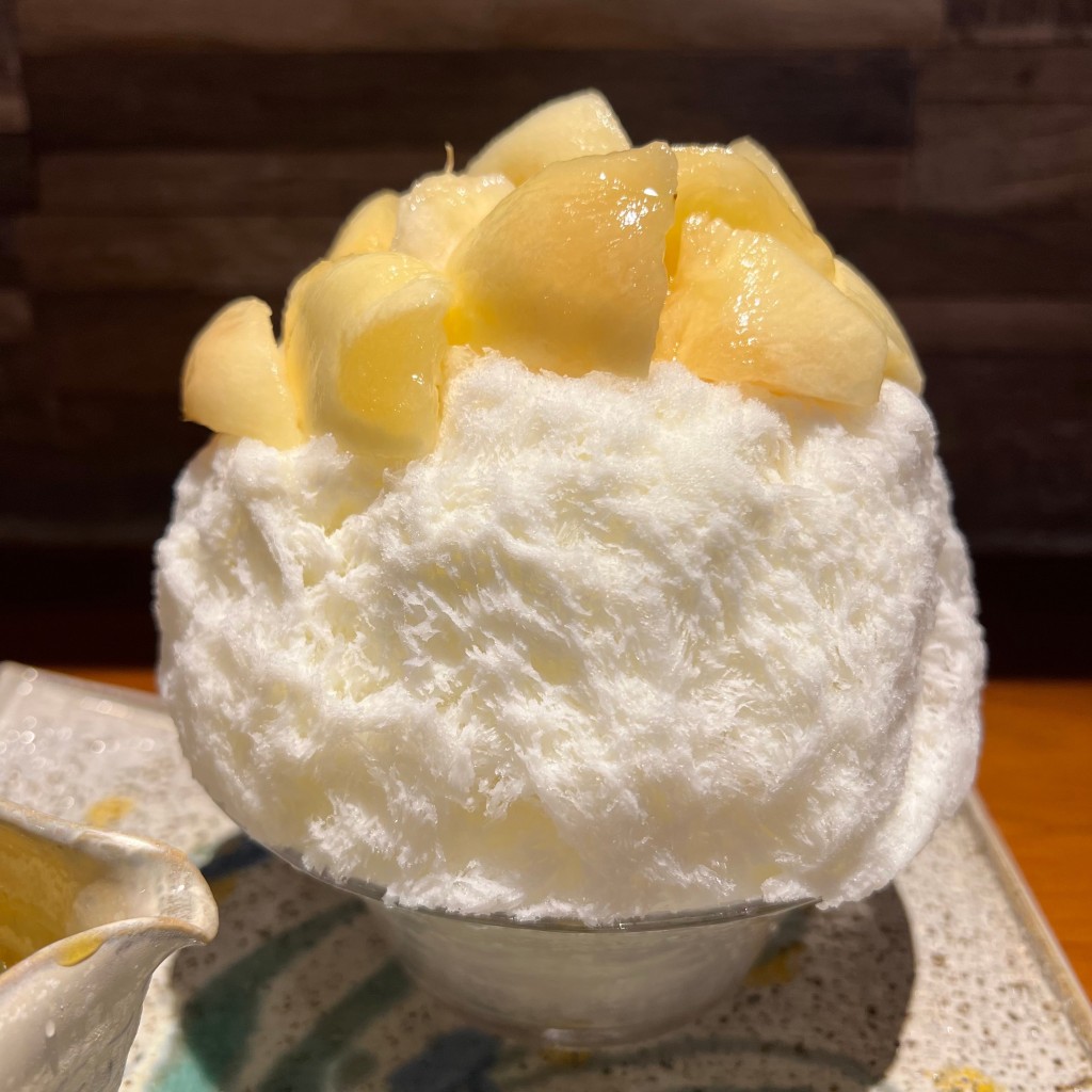 ユーザーが投稿したピュアミルクに桃の写真 - 実際訪問したユーザーが直接撮影して投稿した神田三崎町かき氷Tokyo ShaveIce Ancredoreの写真