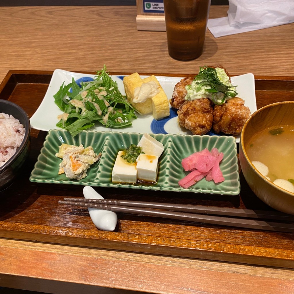 ユーザーが投稿したLunchお膳チキン南蛮の写真 - 実際訪問したユーザーが直接撮影して投稿した笠間カフェ和カフェ Tsumugi FOOD&TIME ISETAN OFUNA店の写真