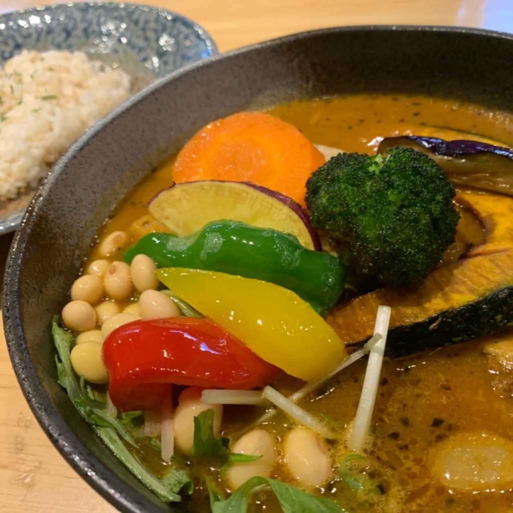 ユーザーが投稿した豚角煮と野菜の写真 - 実際訪問したユーザーが直接撮影して投稿した北沢カレーRojiura Curry SAMURAI 下北沢店の写真