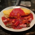 きのこベーコン・ピリ辛トマト - 実際訪問したユーザーが直接撮影して投稿した福島洋食長屋オムライスの写真のメニュー情報