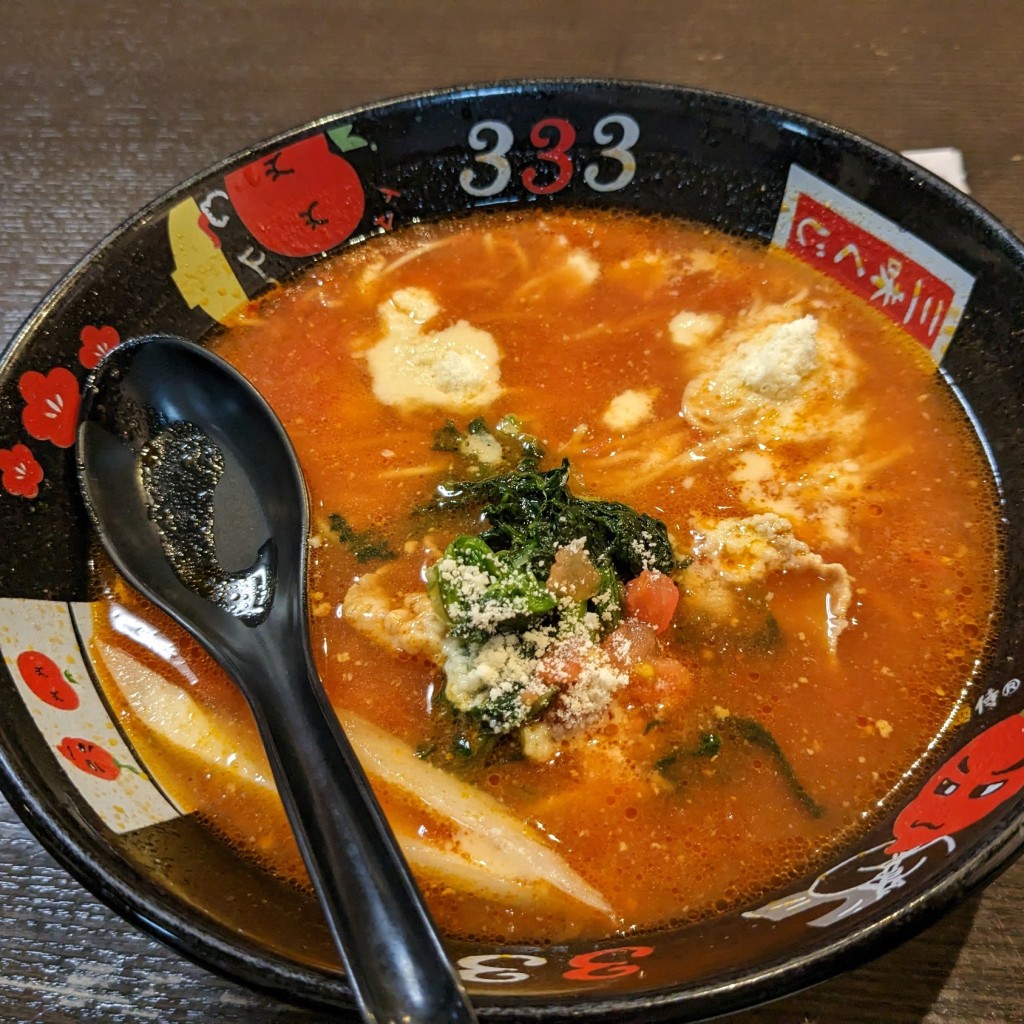 ユーザーが投稿した元祖トマトラーメンの写真 - 実際訪問したユーザーが直接撮影して投稿した千代ラーメン専門店元祖トマトラーメンと辛麺と元祖トマトもつ鍋 三味(333) 十日えびす店の写真