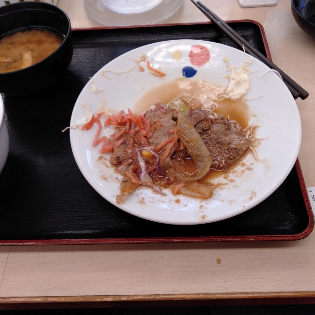 ユーザーが投稿した豚生姜焼き定食の写真 - 実際訪問したユーザーが直接撮影して投稿した鏡島牛丼松屋 岐阜鏡島店の写真