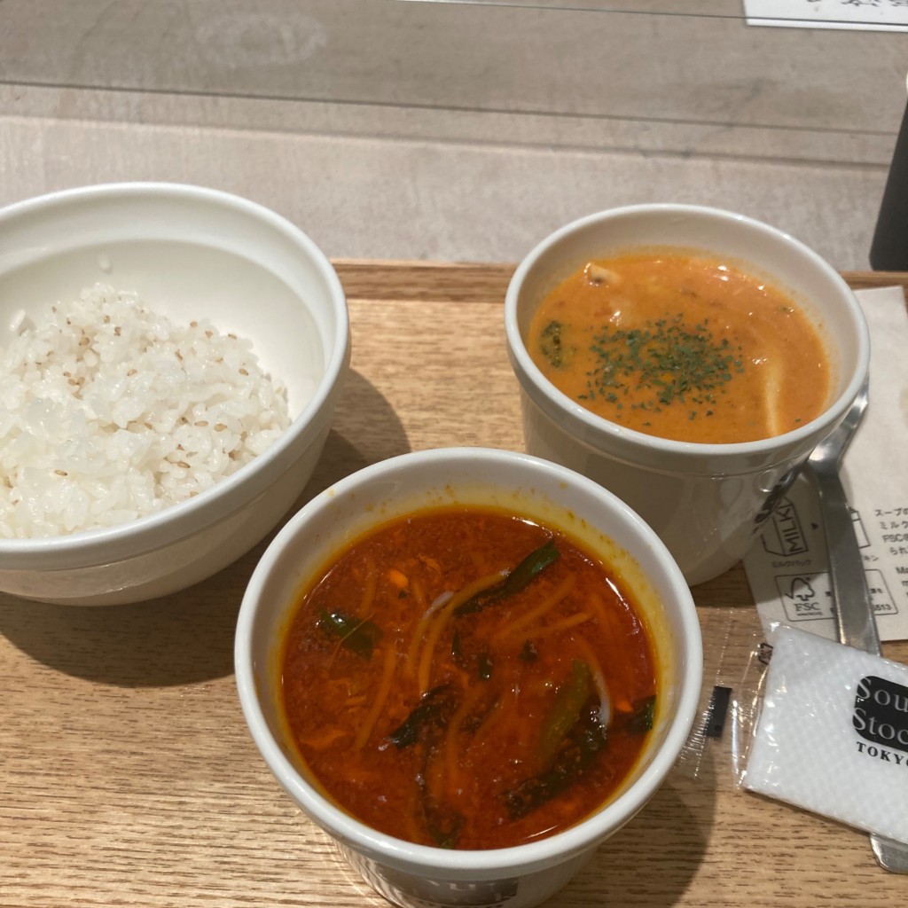 ユーザーが投稿したユッケジャンセットの写真 - 実際訪問したユーザーが直接撮影して投稿した新宿洋食スープストックトーキョー ルミネ新宿店の写真