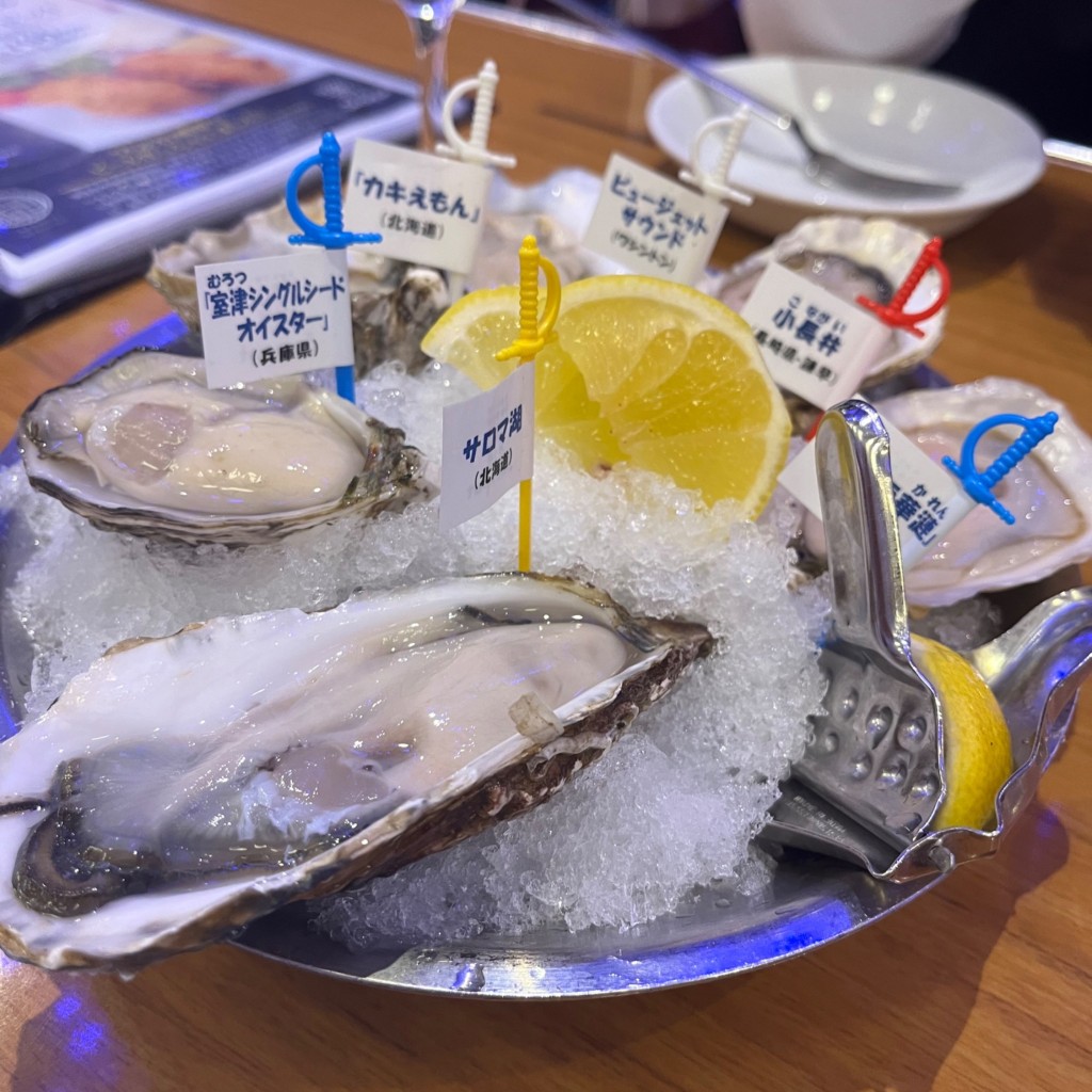 ユーザーが投稿した生牡蠣5種盛りの写真 - 実際訪問したユーザーが直接撮影して投稿した丸の内オイスターバーOyster Bar ジャックポット 国際ビルの写真