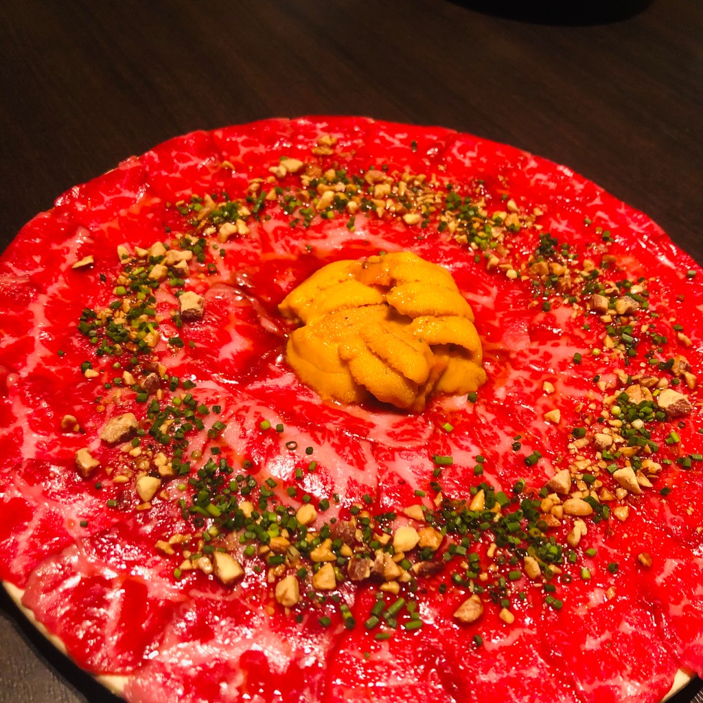 ユーザーが投稿した雲丹のプラチナユッケの写真 - 実際訪問したユーザーが直接撮影して投稿した銀座焼肉牛肉寿司 きんたんの写真