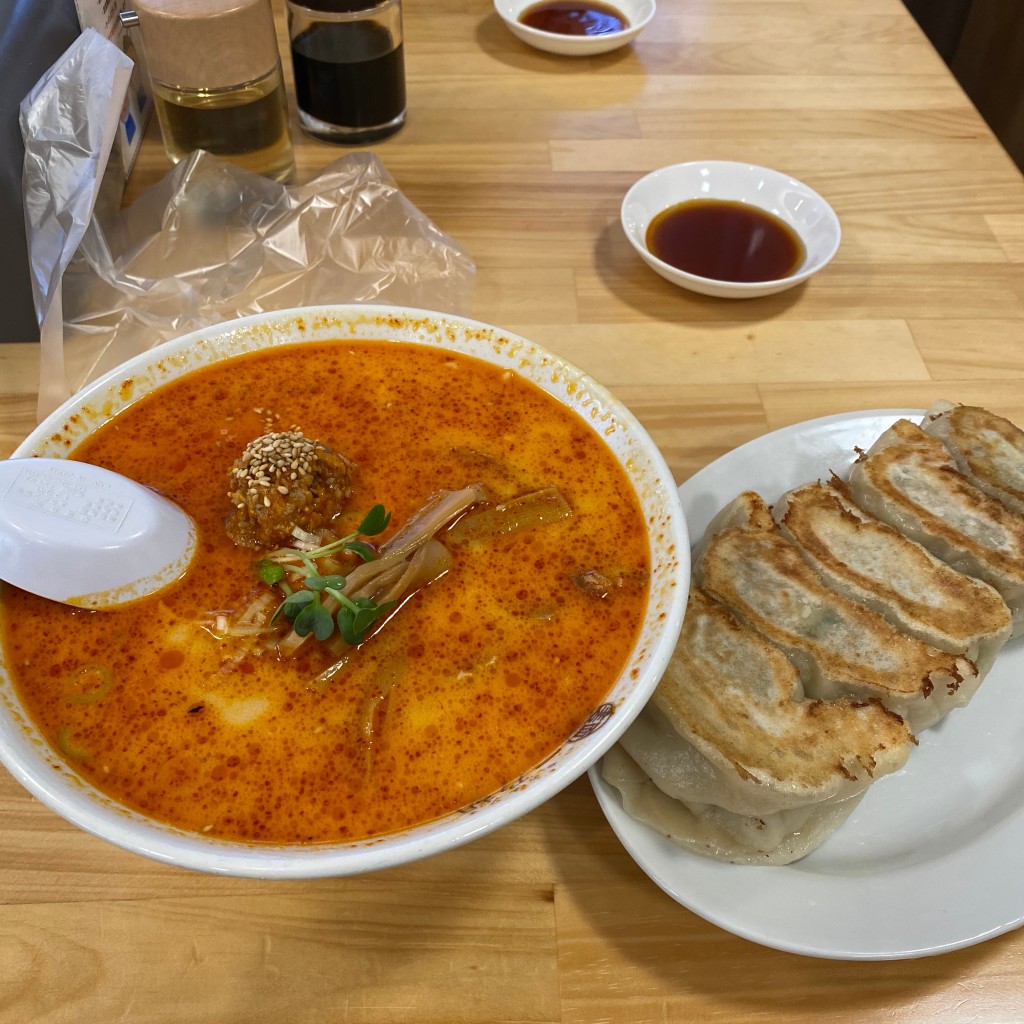 ユーザーが投稿した坦々チャーシュー麺、餃子の写真 - 実際訪問したユーザーが直接撮影して投稿した大橋町ラーメン専門店一乃胡の写真