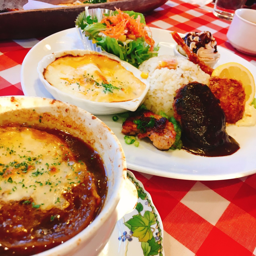 ユーザーが投稿したオニオングラタンスープの写真 - 実際訪問したユーザーが直接撮影して投稿した二の宮洋食ウエストハウス 本店の写真