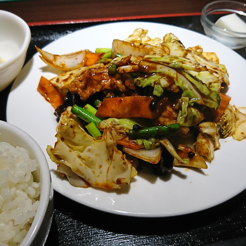 ユーザーが投稿したB定食(回鍋肉定食)の写真 - 実際訪問したユーザーが直接撮影して投稿した神田神保町中華料理錦秀菜館の写真
