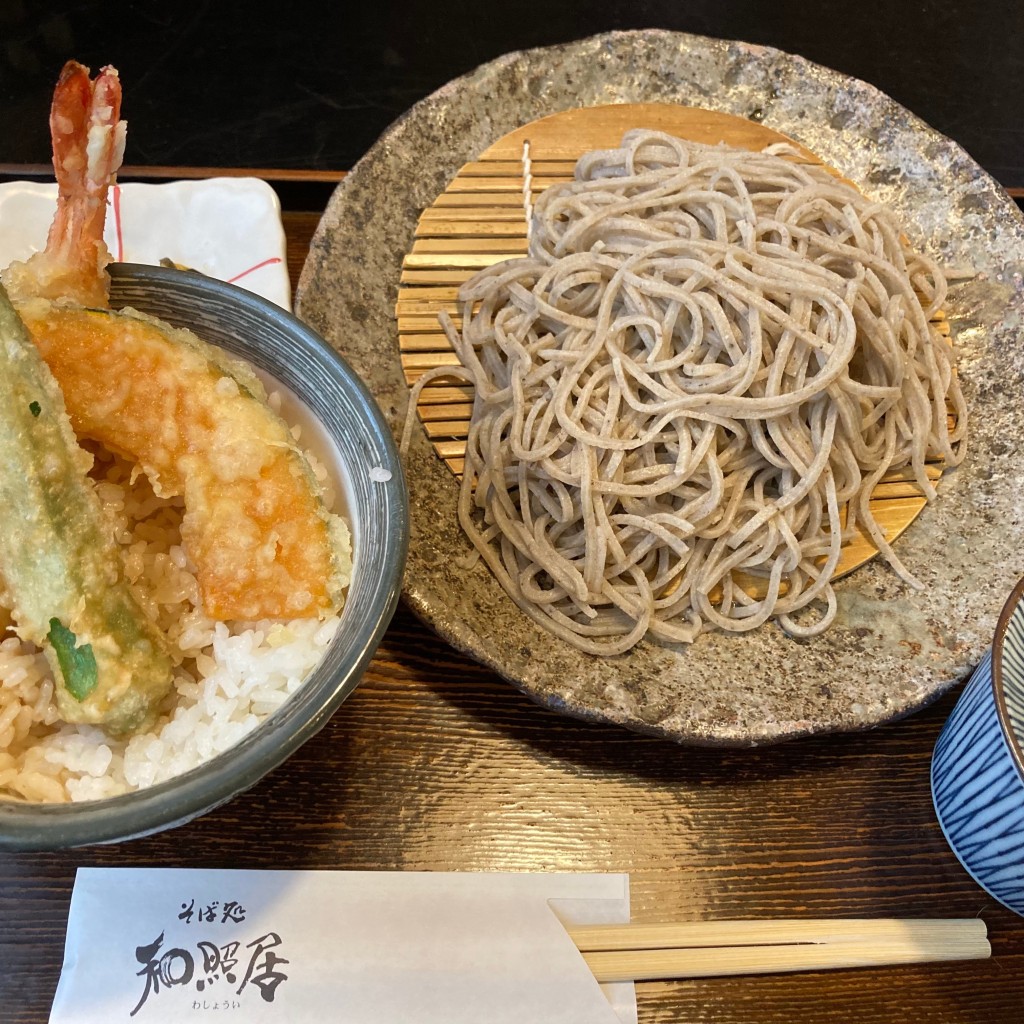 ユーザーが投稿したミニ天丼と蕎麦のランチの写真 - 実際訪問したユーザーが直接撮影して投稿した甚目寺そばそば処 和照居の写真