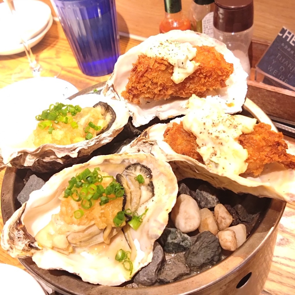 ユーザーが投稿したランチ牡蠣づくしコースの写真 - 実際訪問したユーザーが直接撮影して投稿した東野田町イタリアン魚イタリアン&オイスター Rovin 京橋の写真