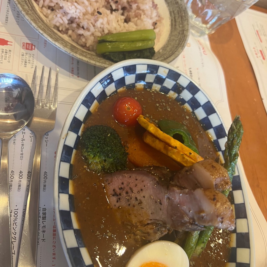 ユーザーが投稿した香味豚と彩り野菜のスープカレーの写真 - 実際訪問したユーザーが直接撮影して投稿した穂高スープカレースープカレーのハンジロー 安曇野店の写真