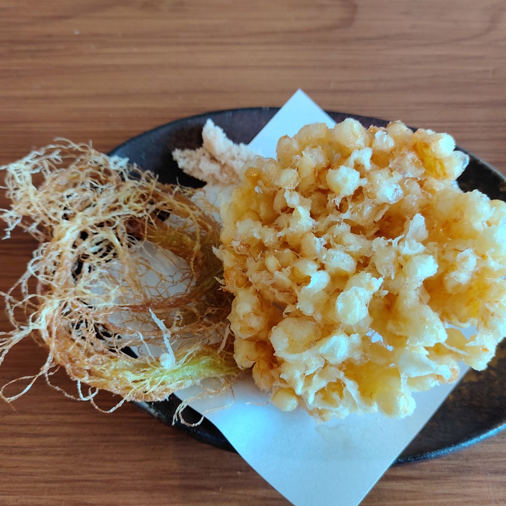 ユーザーが投稿したトウモロコシの天ぷらの写真 - 実際訪問したユーザーが直接撮影して投稿した長蔵そば蕎麦と酒 ととのの写真