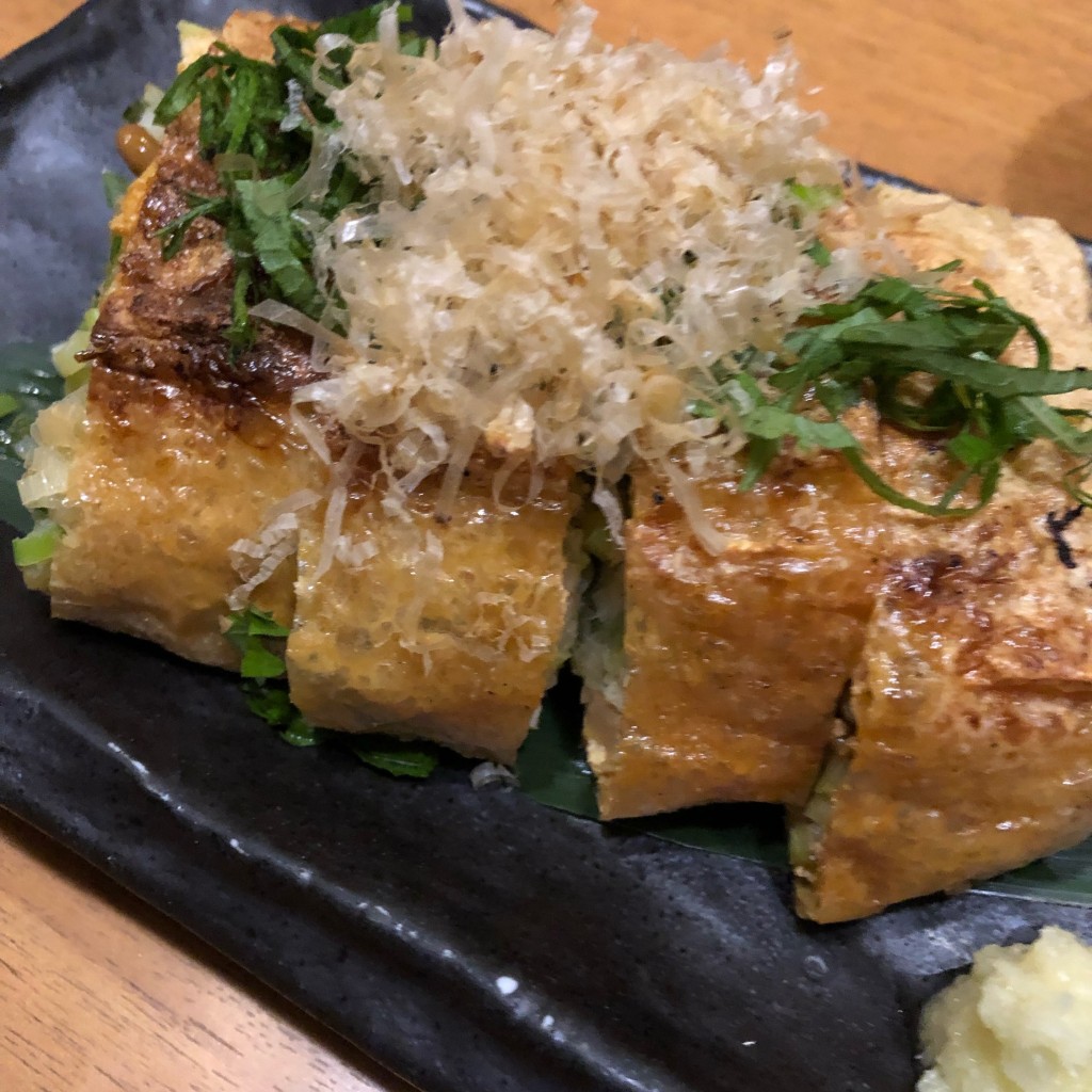 ユーザーが投稿した越後名物!栃尾油揚げ 葱味噌焼きの写真 - 実際訪問したユーザーが直接撮影して投稿した新宿郷土料理ぼんやの写真