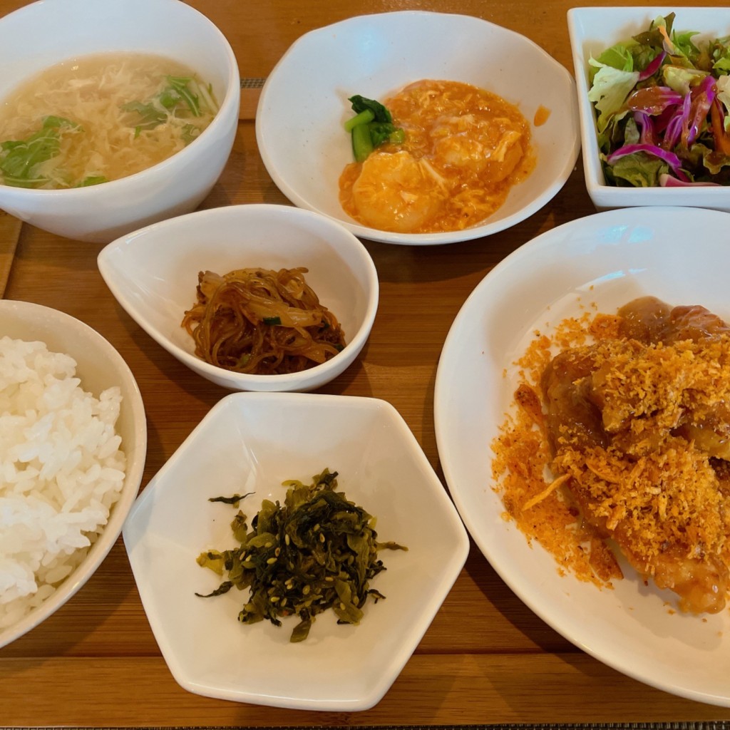 ユーザーが投稿した日替わり揚げ鶏金沙マヨランチの写真 - 実際訪問したユーザーが直接撮影して投稿した与賀町中華料理龍福キッチンの写真