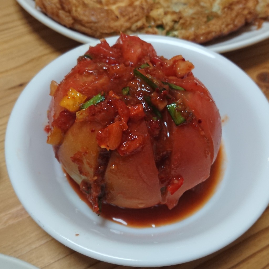ユーザーが投稿したトマトキムチの写真 - 実際訪問したユーザーが直接撮影して投稿した鶴橋韓国料理カナアンの写真