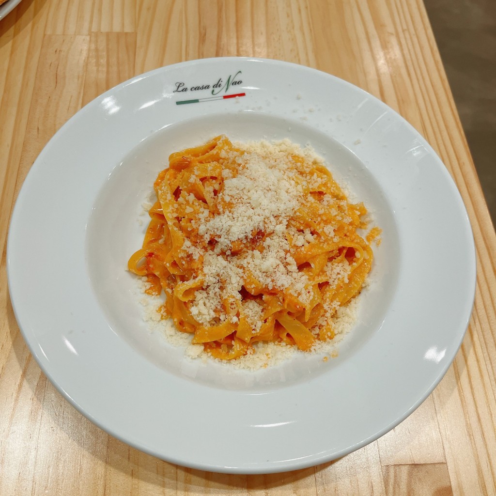 ユーザーが投稿したベーコンと玉ねぎのトマトクリームソースの写真 - 実際訪問したユーザーが直接撮影して投稿した那珂ピザPizza&Pasta Piazza Naoの写真