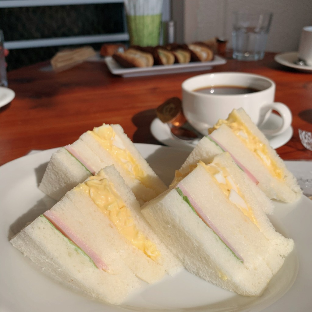 ユーザーが投稿したモーニングサンドイッチの写真 - 実際訪問したユーザーが直接撮影して投稿した(番地が直接)カフェ福菱 Kagerou Cafeの写真