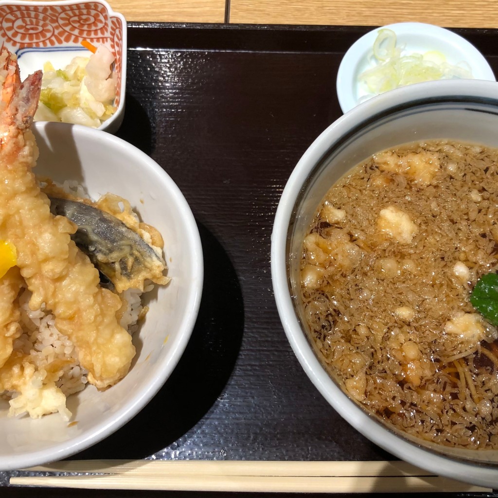 ユーザーが投稿したLunch天丼セットの写真 - 実際訪問したユーザーが直接撮影して投稿した日本橋室町そばソバキチ コレド室町店の写真