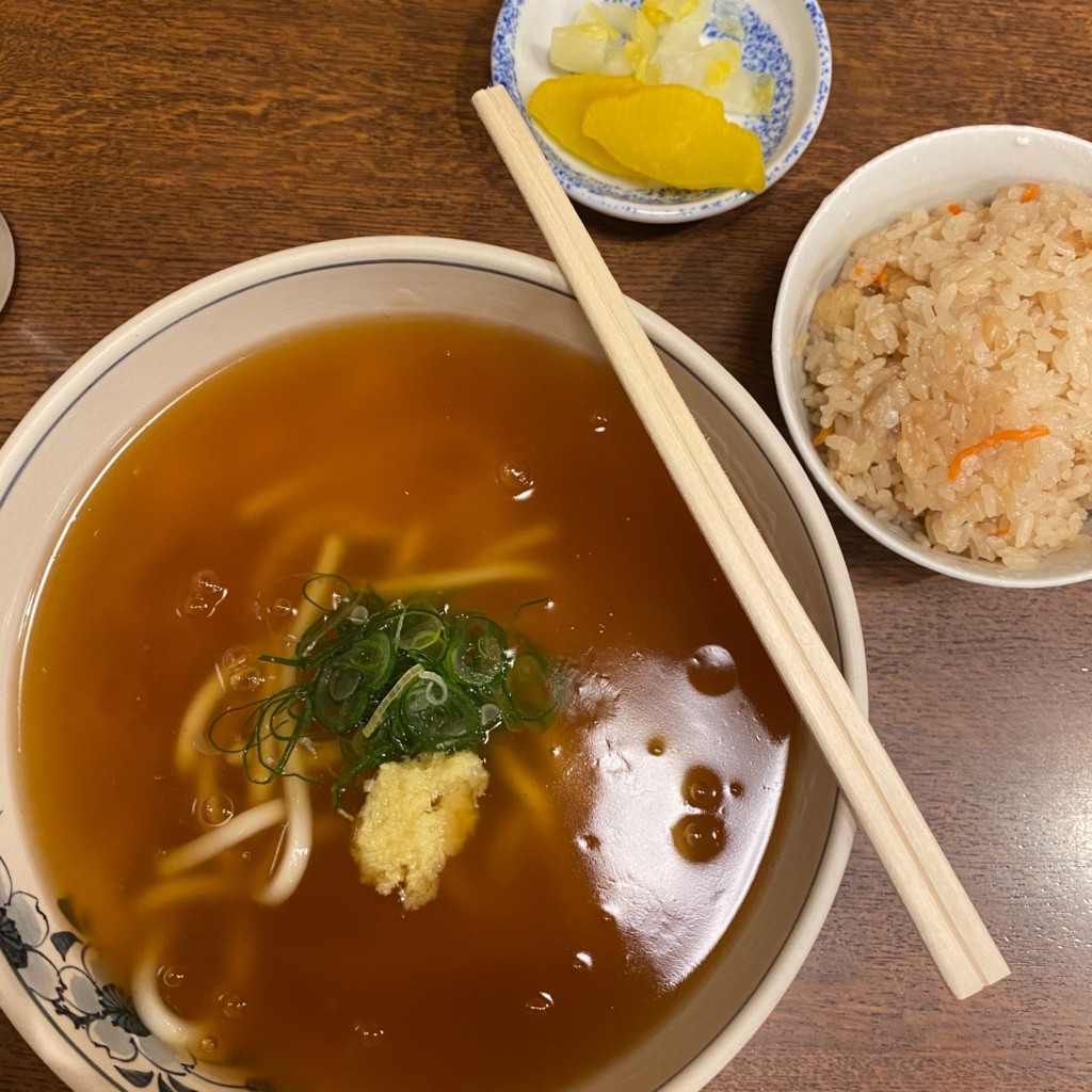 ユーザーが投稿したあんかけうどん かやくごはんの写真 - 実際訪問したユーザーが直接撮影して投稿した西京極東大丸町うどん辨慶うどん 西京極本店の写真