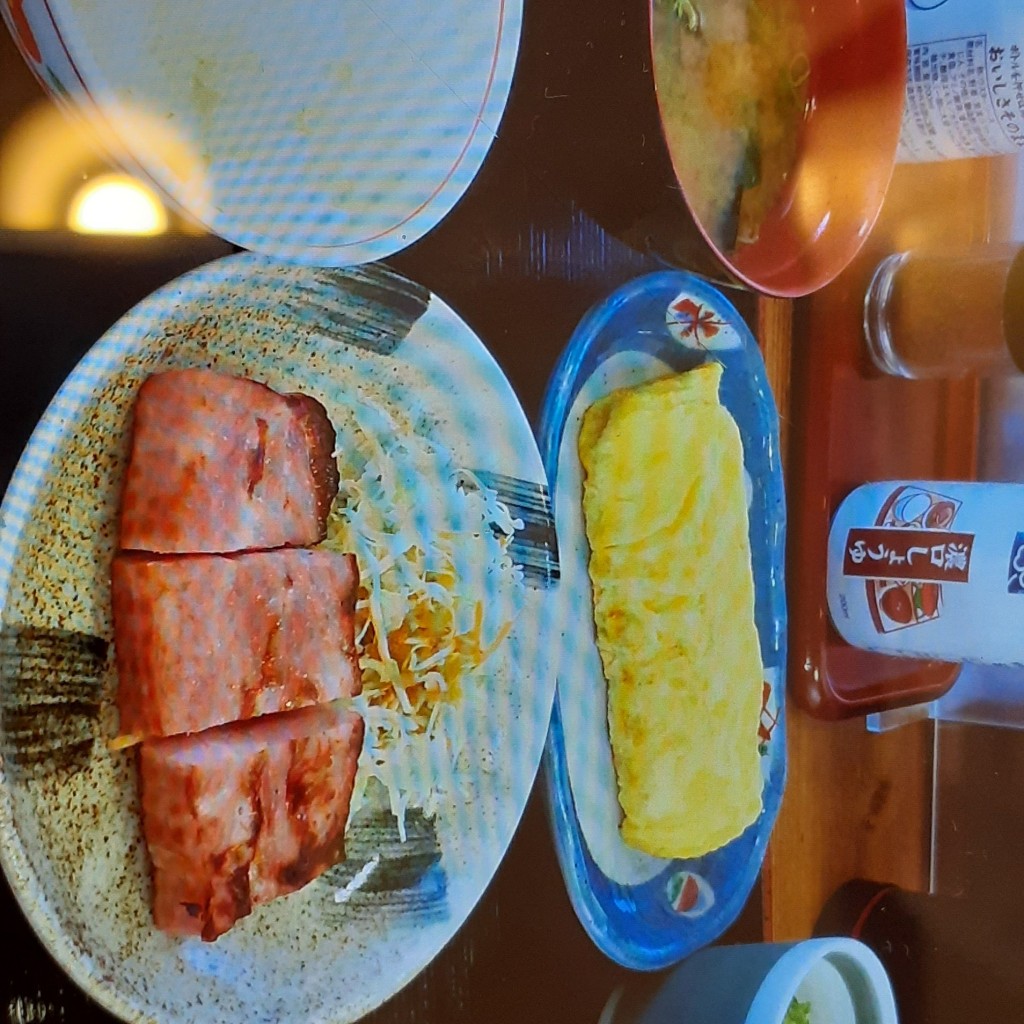ユーザーが投稿したベーコンステーキ&玉子焼き定食の写真 - 実際訪問したユーザーが直接撮影して投稿した東栄町定食屋街かど屋 安城東栄店の写真