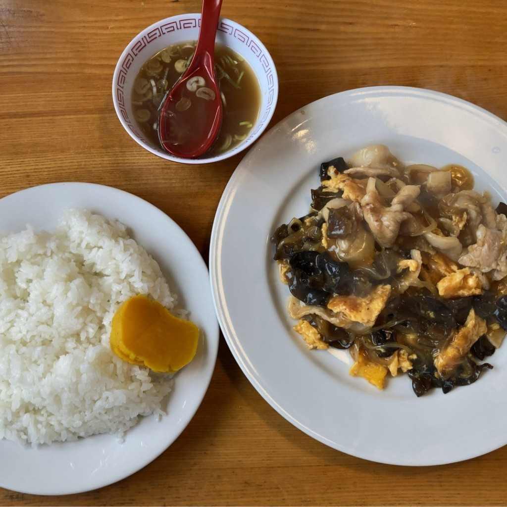 ユーザーが投稿した木耳肉定食の写真 - 実際訪問したユーザーが直接撮影して投稿した原町区大木戸ラーメン専門店尚ちゃんラーメンの写真