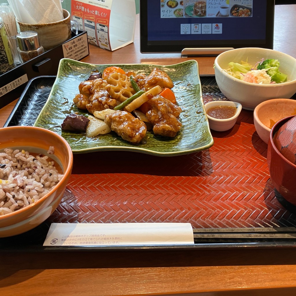 ユーザーが投稿した[定食]鶏と野菜の黒酢あんの写真 - 実際訪問したユーザーが直接撮影して投稿した光が丘定食屋大戸屋 光が丘店の写真