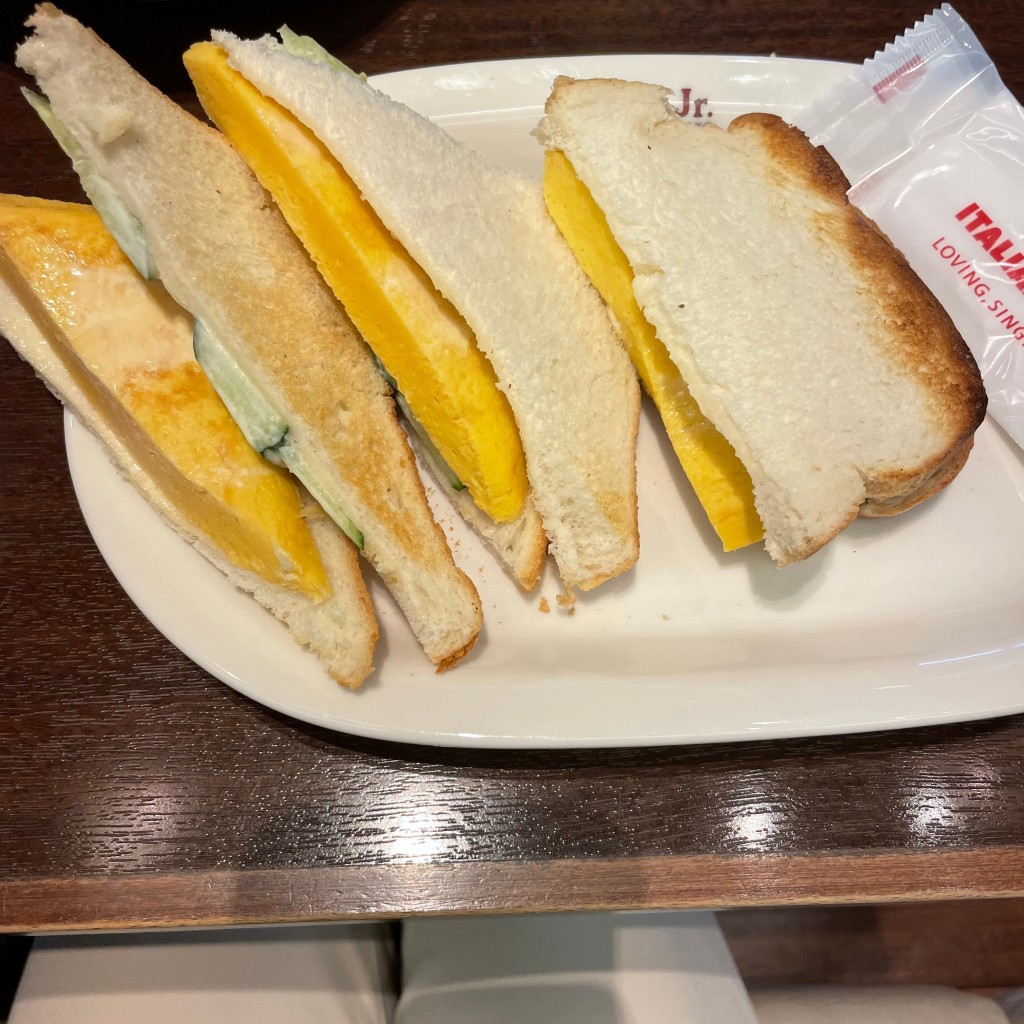 ユーザーが投稿した厚焼き玉子サンドの写真 - 実際訪問したユーザーが直接撮影して投稿した千住旭町イタリアンイタリアントマト CafeJr. 東京電機大学店の写真