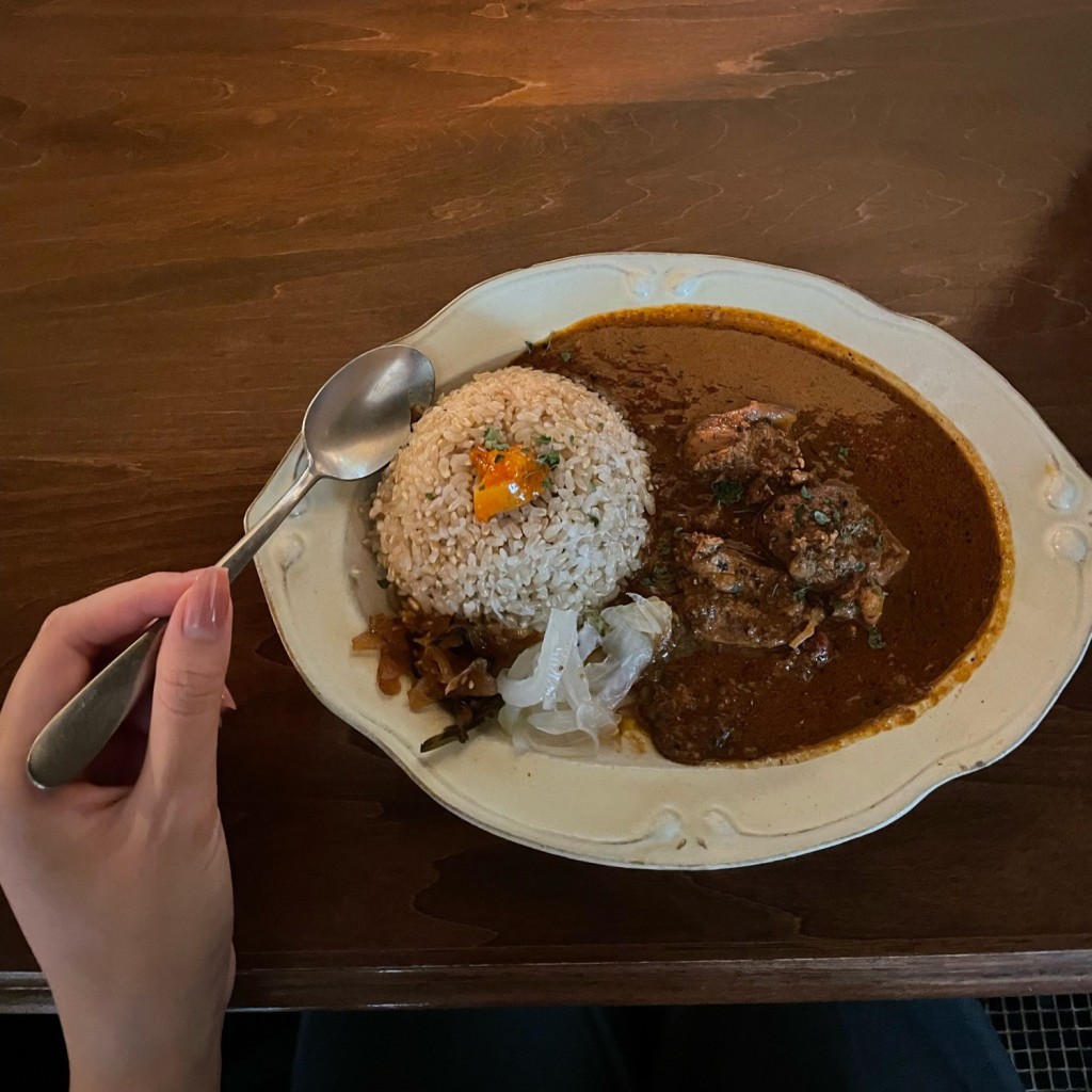 ユーザーが投稿した旅する喫茶のチキンカレーの写真 - 実際訪問したユーザーが直接撮影して投稿した高円寺南喫茶店旅する喫茶の写真