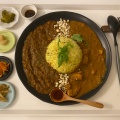 カレーあいがけ - 実際訪問したユーザーが直接撮影して投稿した北別府ワインバー小皿料理とコップワイン MELIDEの写真のメニュー情報