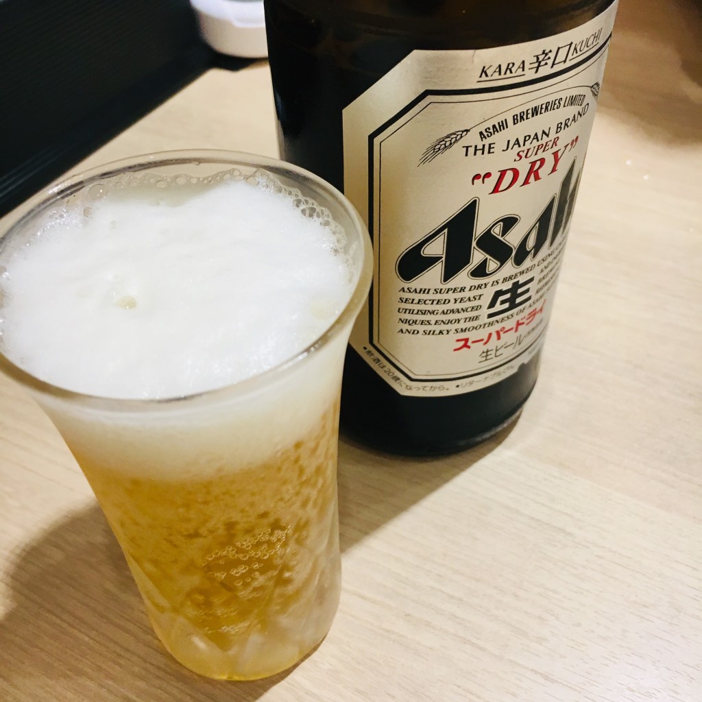 ユーザーが投稿した瓶ビールの写真 - 実際訪問したユーザーが直接撮影して投稿した右京うどん得得 高の原サンタウン店の写真