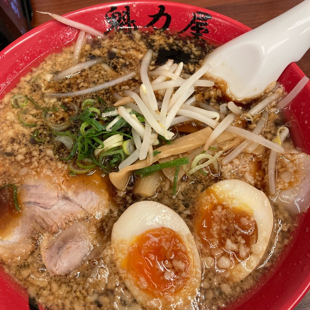 ユーザーが投稿した漆黒醤油味玉ラーメンの写真 - 実際訪問したユーザーが直接撮影して投稿した東若林町ラーメン専門店ラーメン魁力屋 浜松店の写真