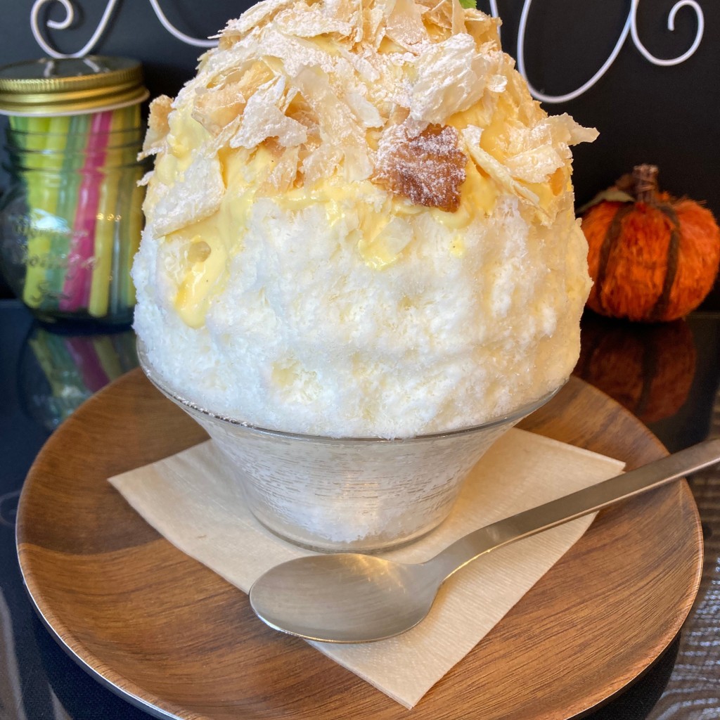 ユーザーが投稿した林檎カスタードパイのかき氷の写真 - 実際訪問したユーザーが直接撮影して投稿した外野スイーツ氷屋cafe 旬果の写真