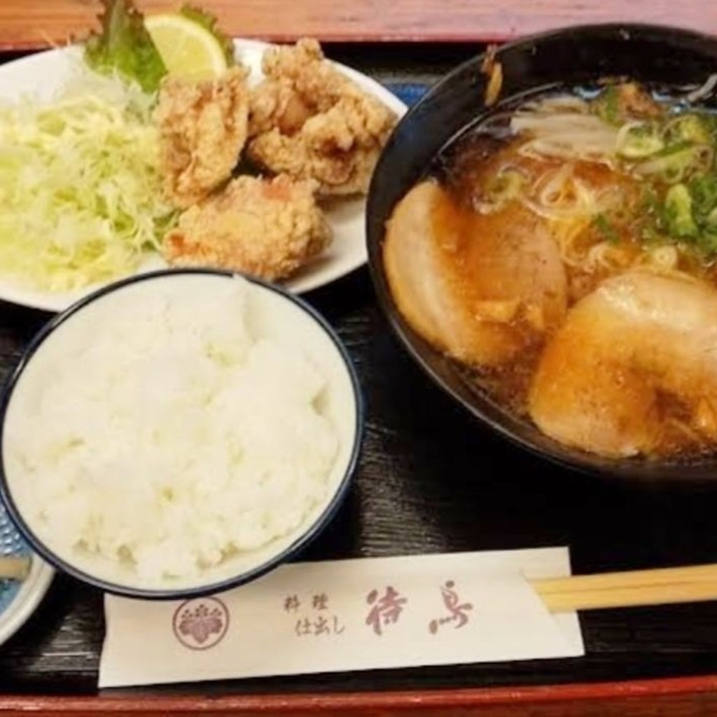 ユーザーが投稿したラーメン定食の写真 - 実際訪問したユーザーが直接撮影して投稿した矢掛ラーメン専門店待鳥の写真