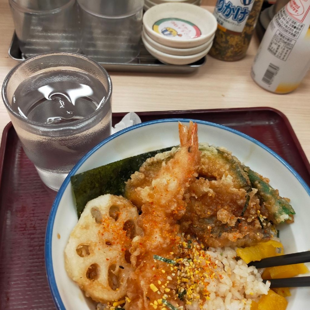 ユーザーが投稿したさん天丼蕎麦ミニcpの写真 - 実際訪問したユーザーが直接撮影して投稿した万代丼もの天丼・天ぷら本舗 さん天 あべの万代店の写真