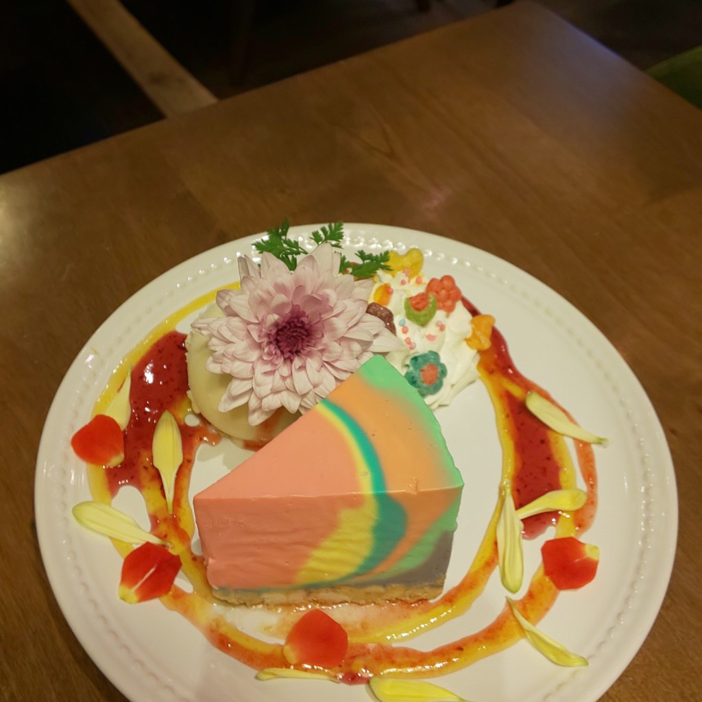 ユーザーが投稿したレインボーレアチーズケーキの写真 - 実際訪問したユーザーが直接撮影して投稿した松風町カフェFunnys cafeの写真