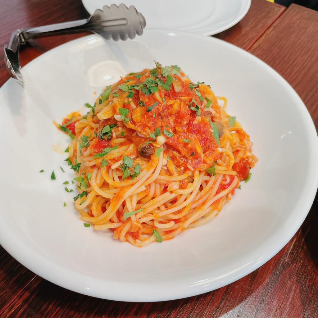 ユーザーが投稿したツナとキノコのトマトソースの写真 - 実際訪問したユーザーが直接撮影して投稿した備後東イタリアンpizza&pasta mareの写真