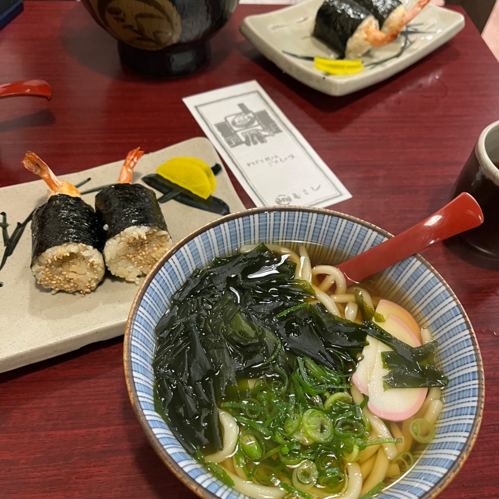 ユーザーが投稿した天むすうどん定食の写真 - 実際訪問したユーザーが直接撮影して投稿した榎町おにぎりむさし 土橋店の写真