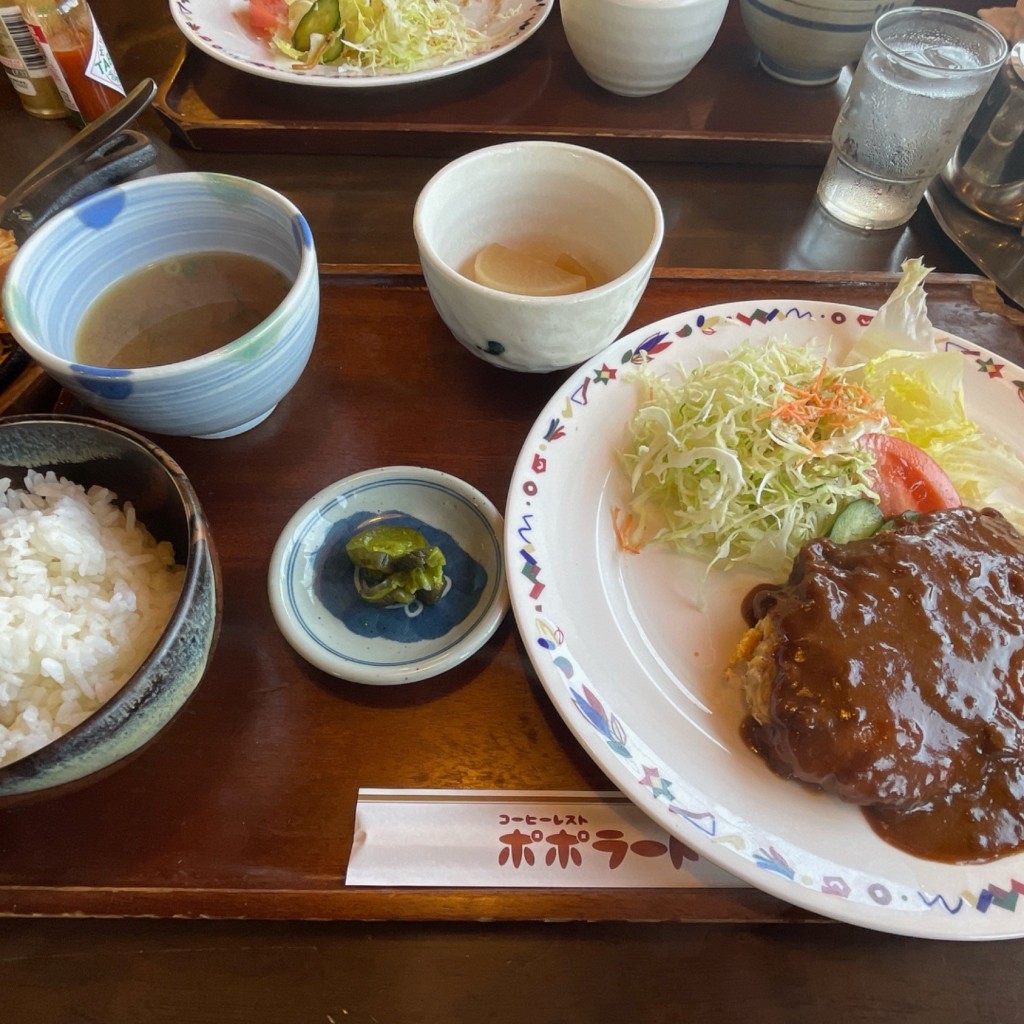 ユーザーが投稿したハンバーグ定食の写真 - 実際訪問したユーザーが直接撮影して投稿した柳津町上佐波喫茶店ポポラートの写真