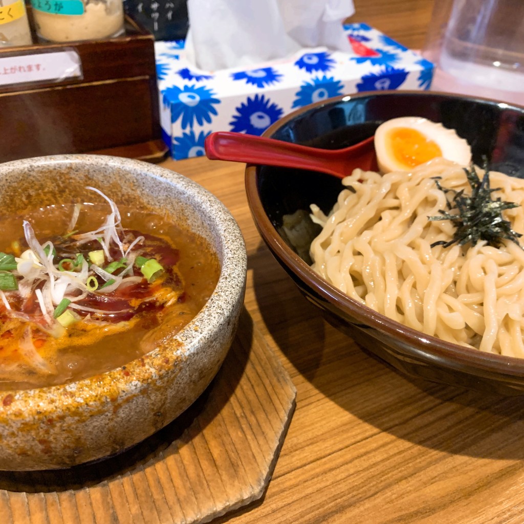 ユーザーが投稿した旨辛肉つけ麺の写真 - 実際訪問したユーザーが直接撮影して投稿した西新井栄町ラーメン / つけ麺麺屋 多伊夢の写真