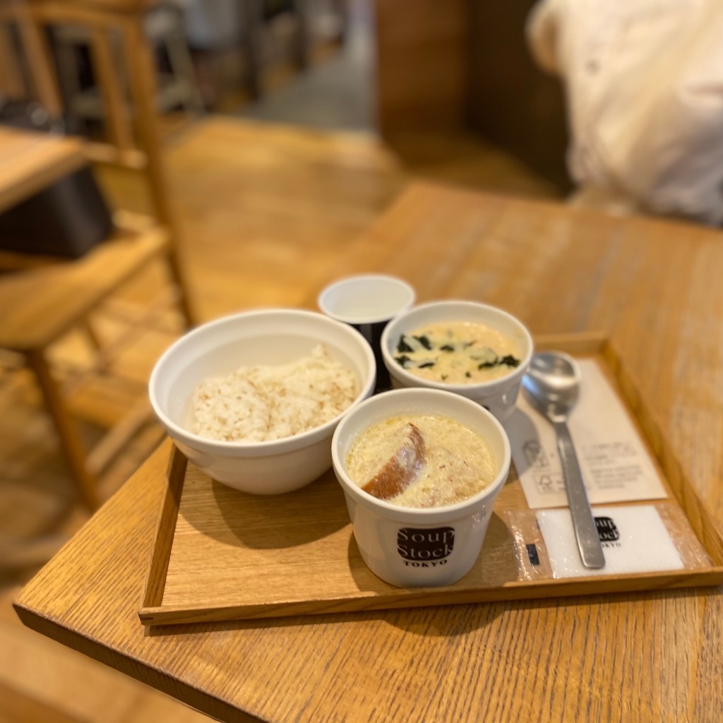 ユーザーが投稿した明太豆腐のクリームスープセットの写真 - 実際訪問したユーザーが直接撮影して投稿した西池袋洋食スープストック東京 ルミネ池袋店の写真