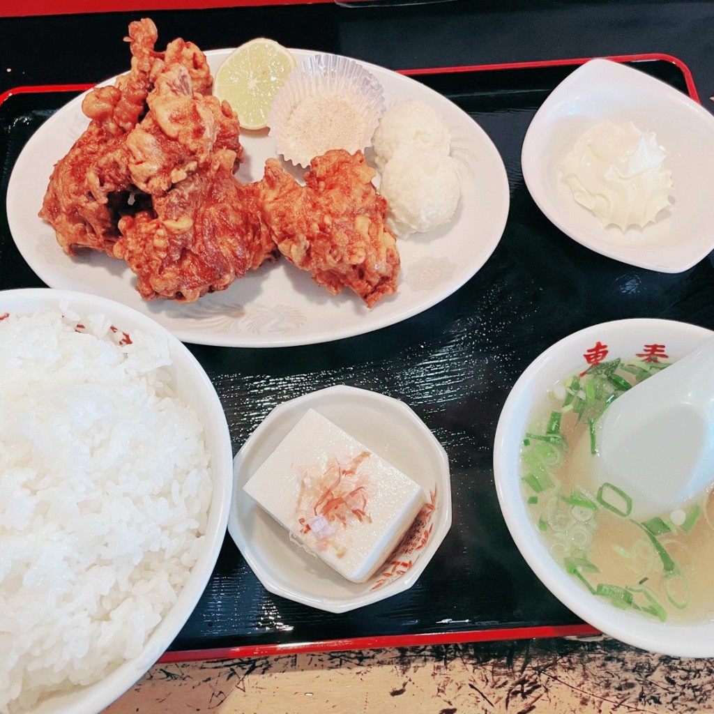 ユーザーが投稿した唐揚げ定食の写真 - 実際訪問したユーザーが直接撮影して投稿した出汐中華料理東来軒 出汐店の写真