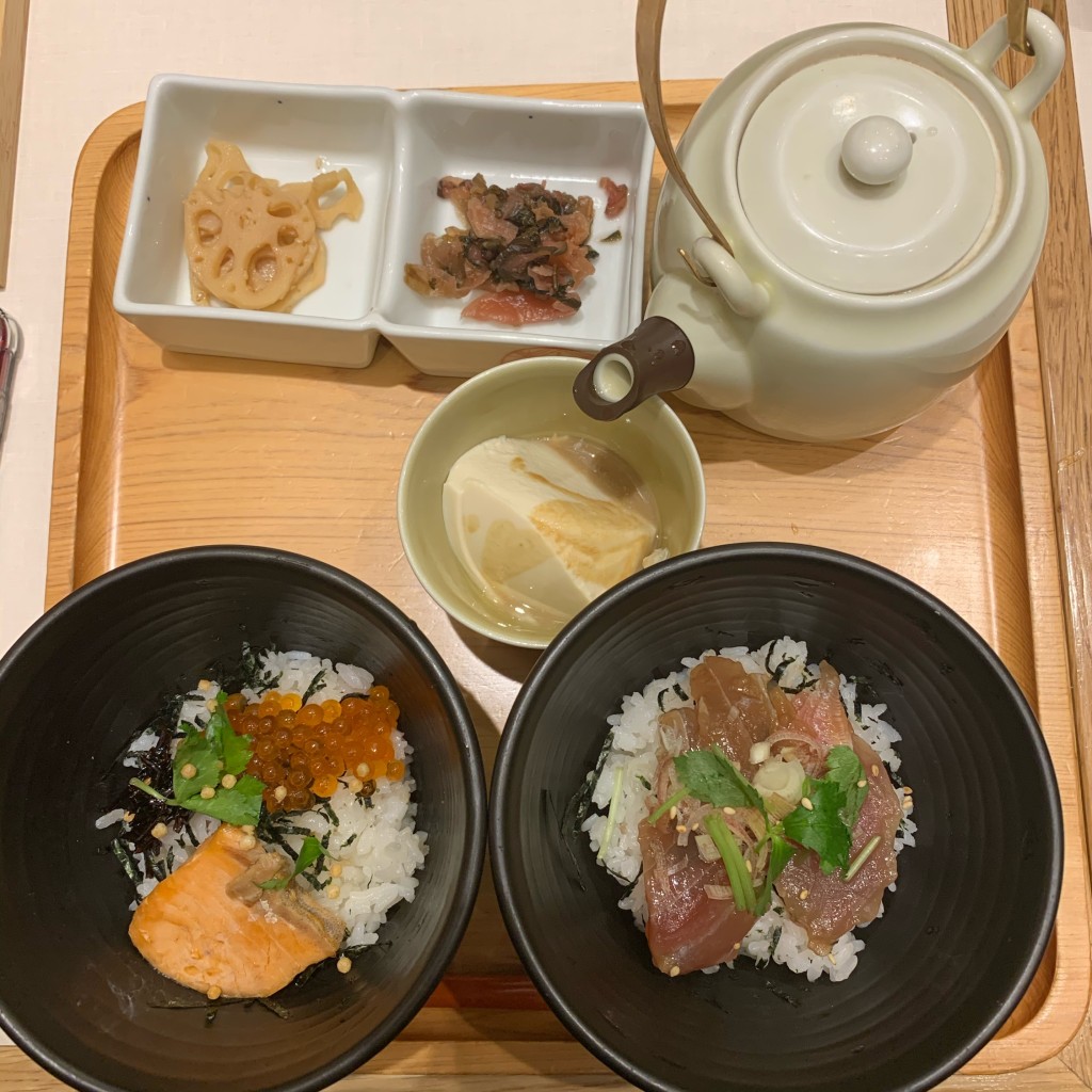 ユーザーが投稿しただし茶漬けハーフ&ハーフセットの写真 - 実際訪問したユーザーが直接撮影して投稿した梅田和食 / 日本料理だし茶漬け+肉うどん えん ルクア大阪店の写真