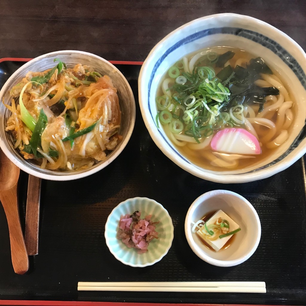 ユーザーが投稿したとり天親子丼定食の写真 - 実際訪問したユーザーが直接撮影して投稿した江頭町うどん自家製おうどん 三拍子の写真